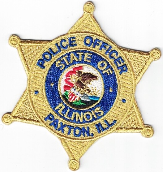 Paxton Police Officer Illinois breast/hat patch  gold star NEW