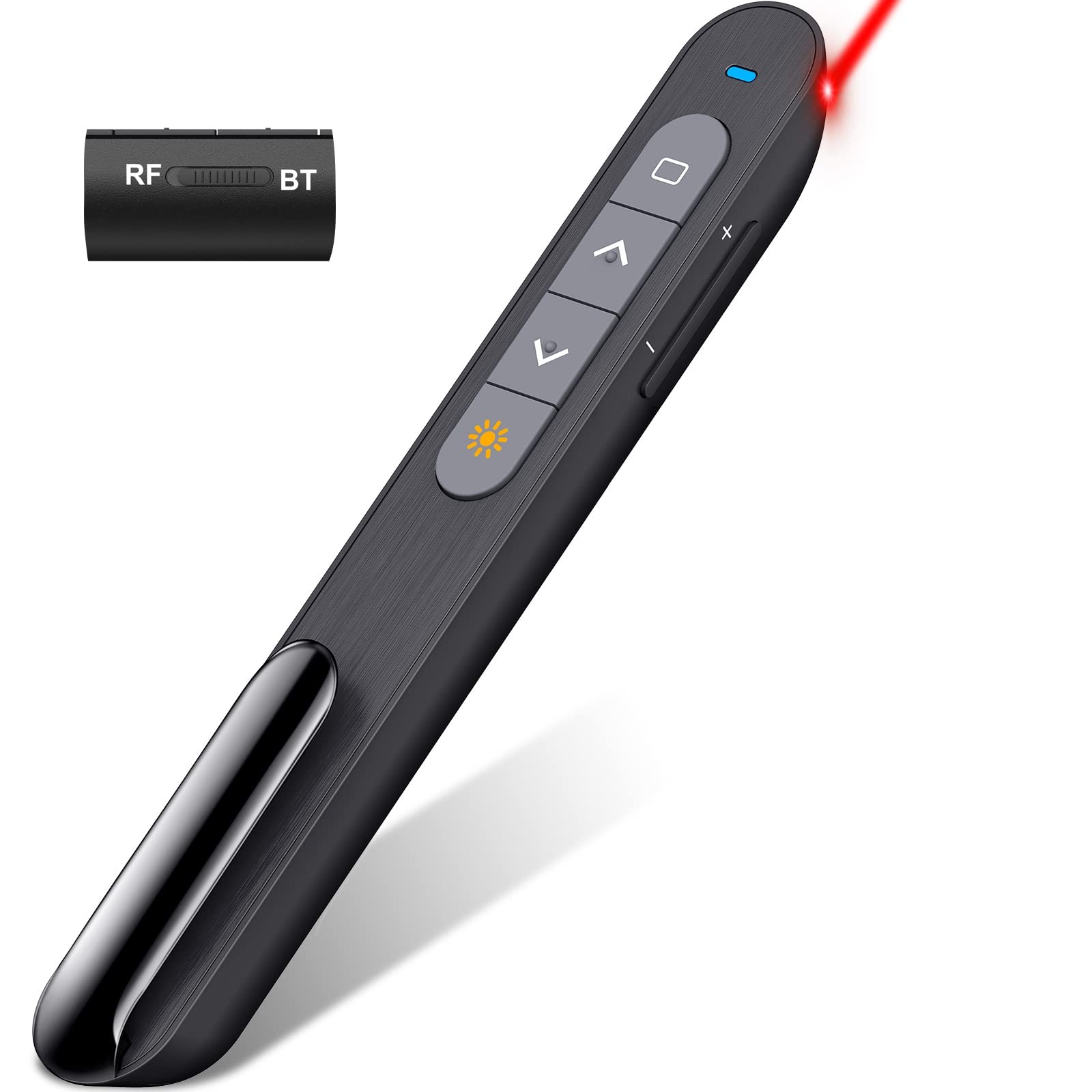 Presentation Clicker Rechargeable Compatible with Bluetooth and RF 2.4GHz Red...