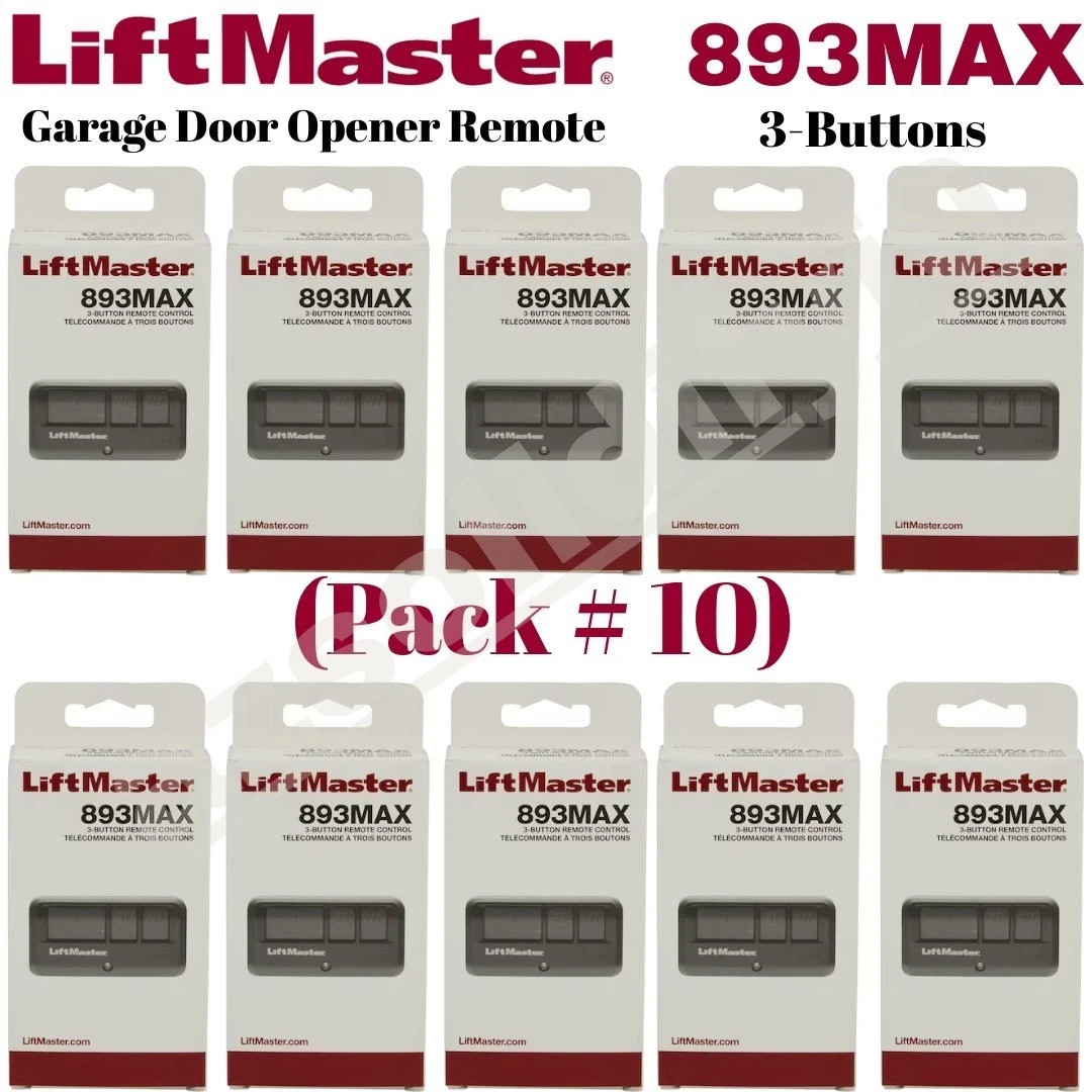 893MAX 3 Button LiftMaster Visor Remote Control Garage Door Opener PACK # 10
