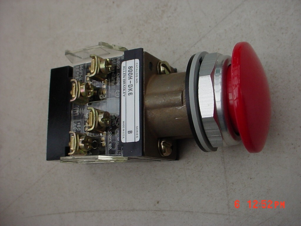 Allen Bradley Heavy Duty Push Button Mushroom Head  800H-DK6A  No Box No Papers
