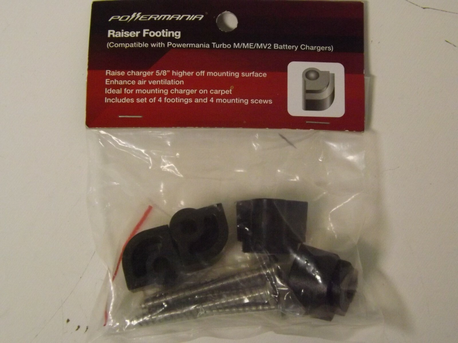Powermania 5/8' raiser footing kit for Turbo M/ME / MV2 battery chargers 10510