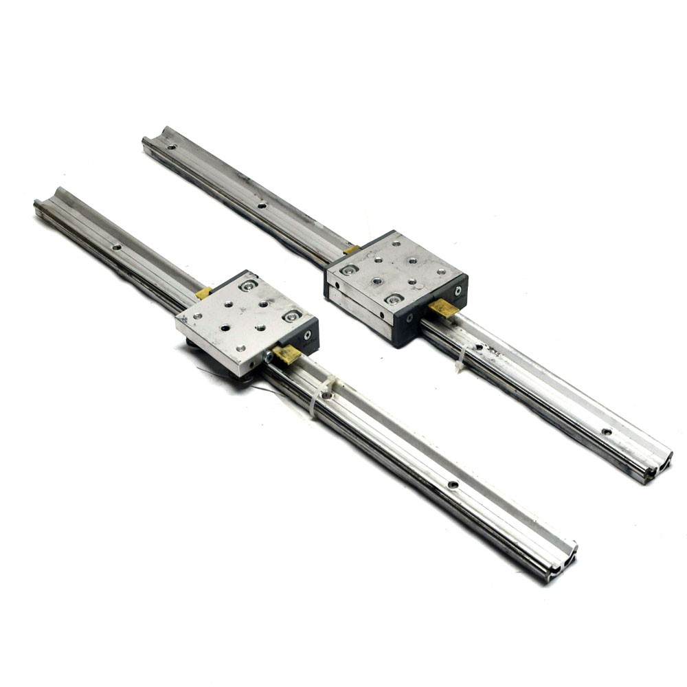 (Lot of 2) Minitec 27.25" L Aluminum Linear Guide Rail w/ 100mm x 90mm Blocks