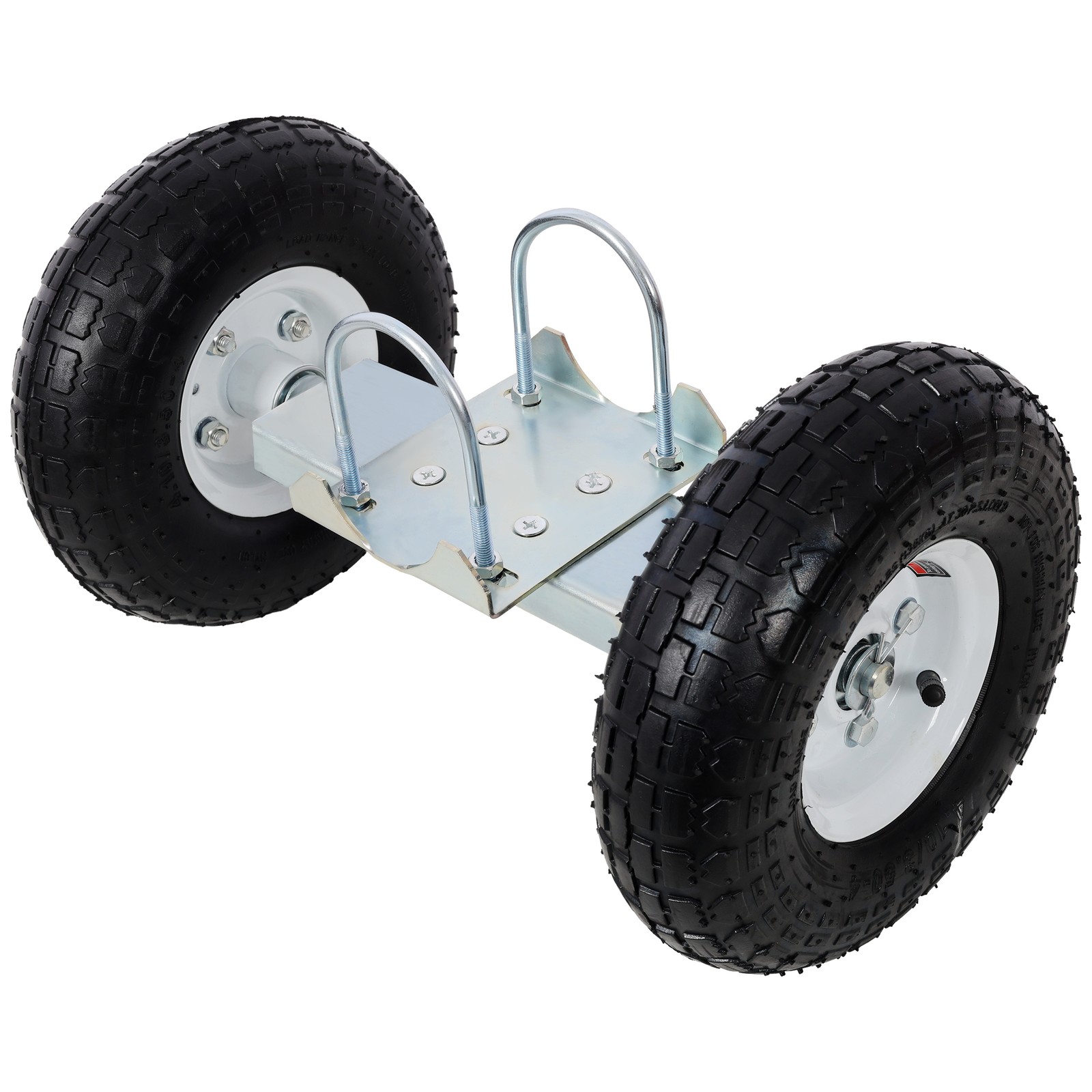 300lb Heavy Duty Dual Gate Wheel 10" Pneumatic Tires, Zinc Plated Finishing