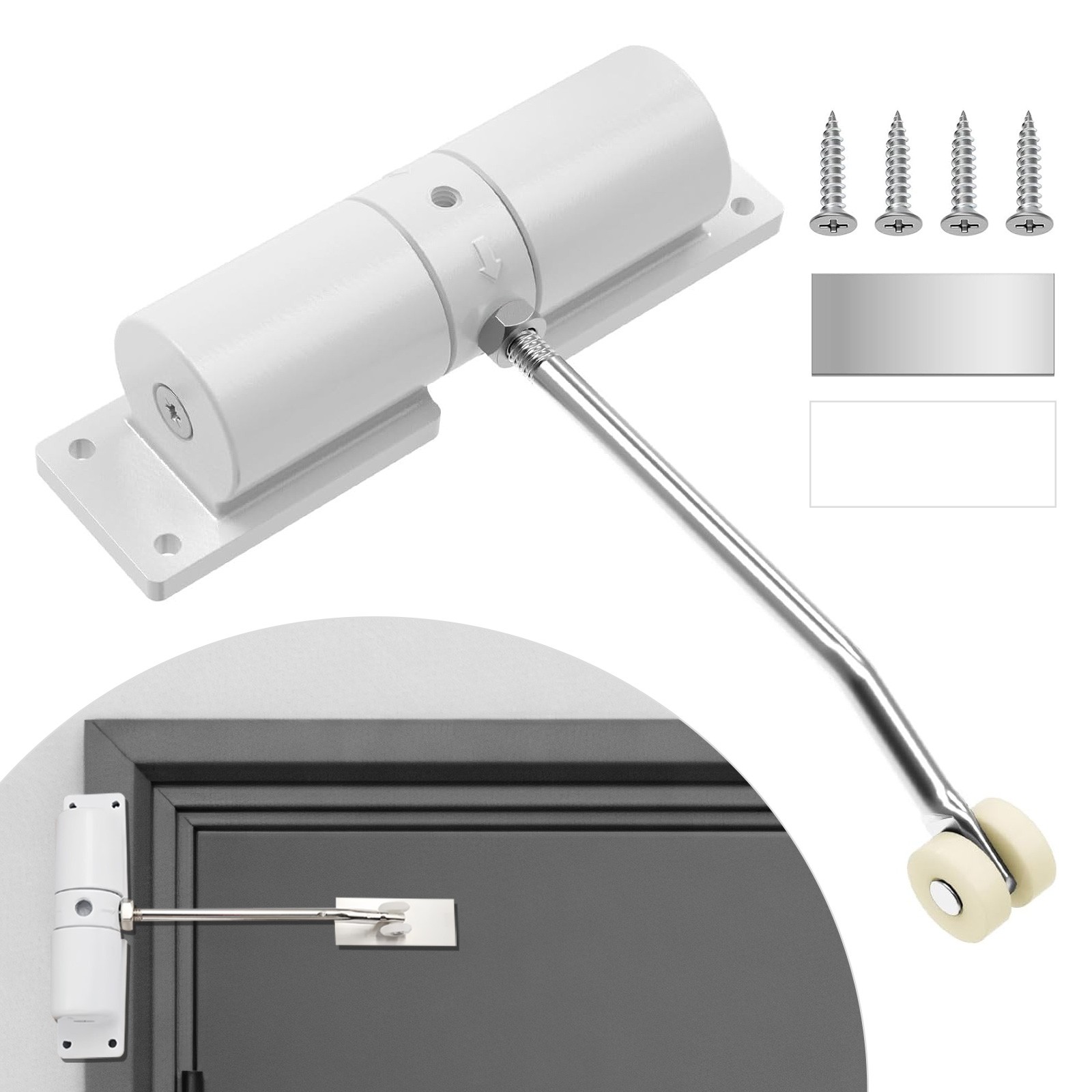 Silent Automatic Door Closer Adjustable Soft Close Spring for Home Office Door