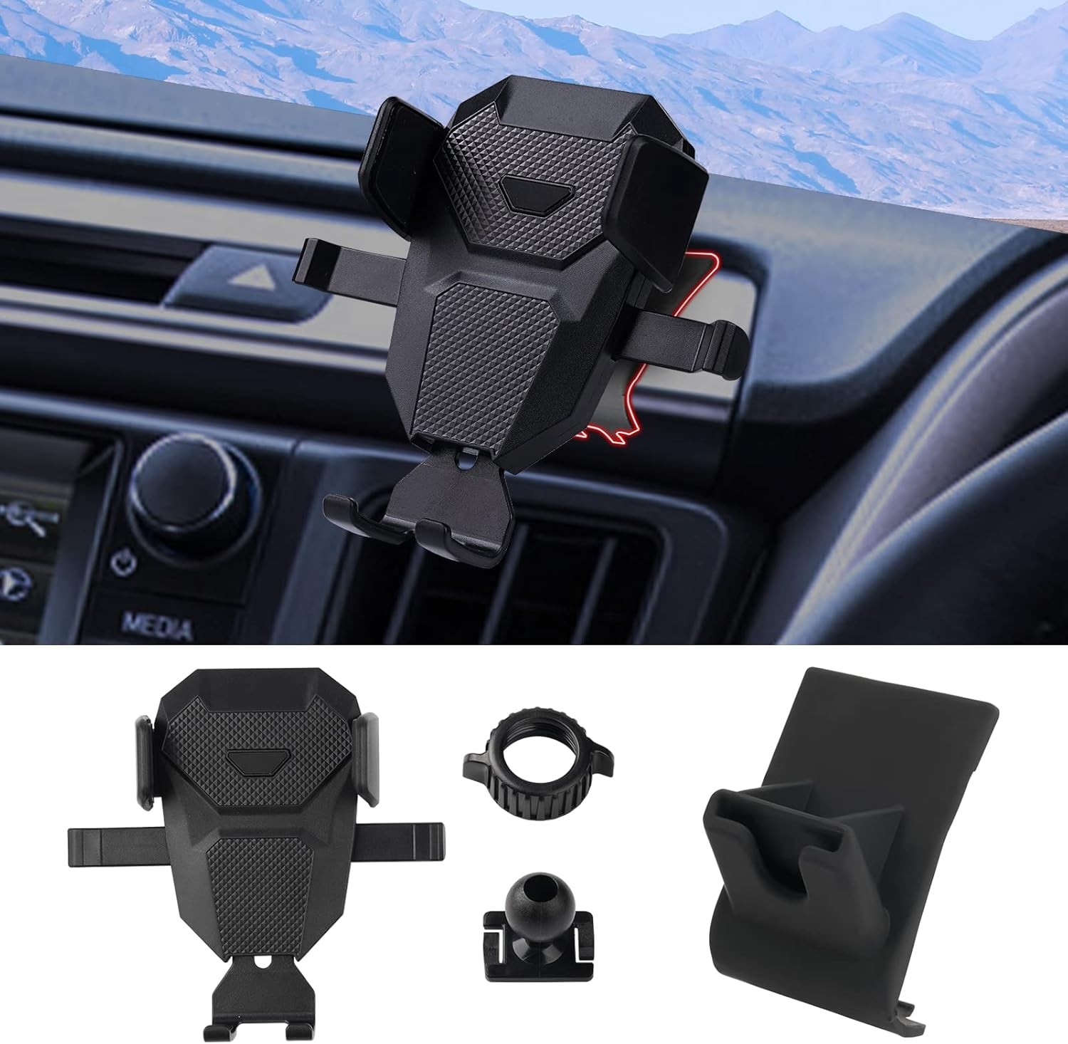 Karltys Cell Phone Holder for Toyota RAV4 2013-2018 13-18 RAV4, Black