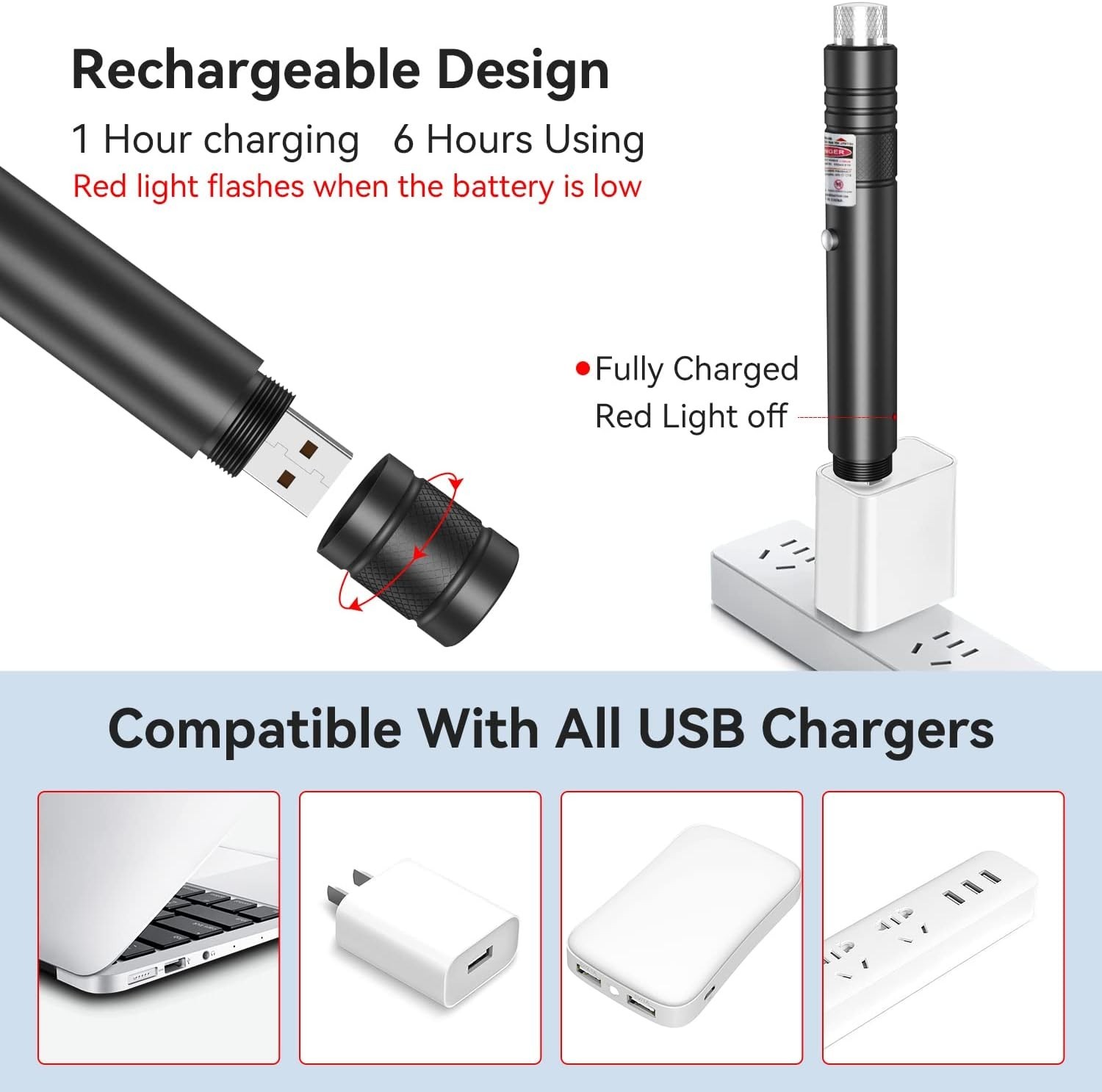 High-Power Rechargeable Red Laser Pointer - 2 Pack for Outdoor & Presentations