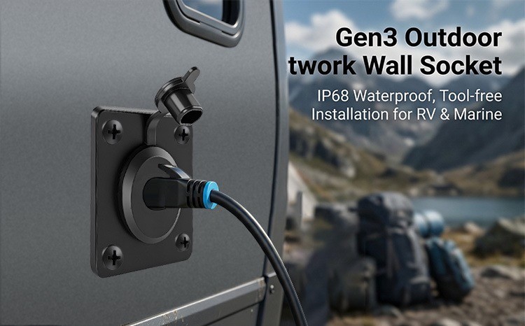 Waterproof RJ45 Pass Through Socket for Starlink Gen3 - Aluminum Panel Mount