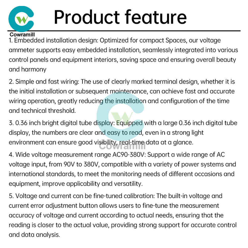 Dual Digital AC Voltage Current Power Meter Voltmeter Ammeter Red Blue 10A/30A