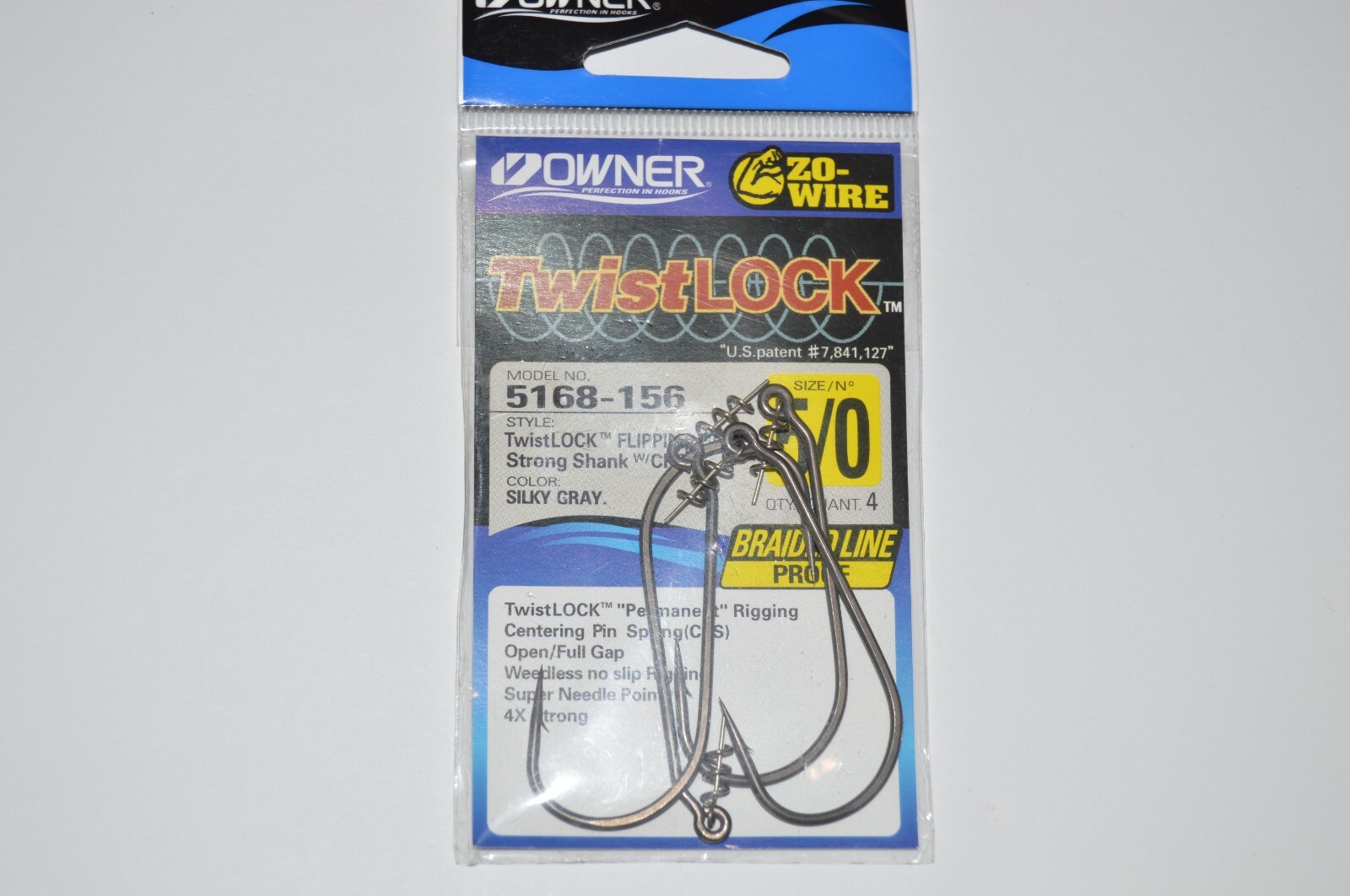 owner twistlock hook 5168-156 ZO-wire 5/0 centering pin spring braid line proof