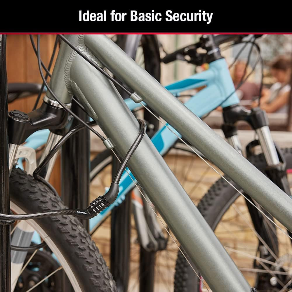 8143D Bike Lock Cable with Combination - Secure & Durable Black