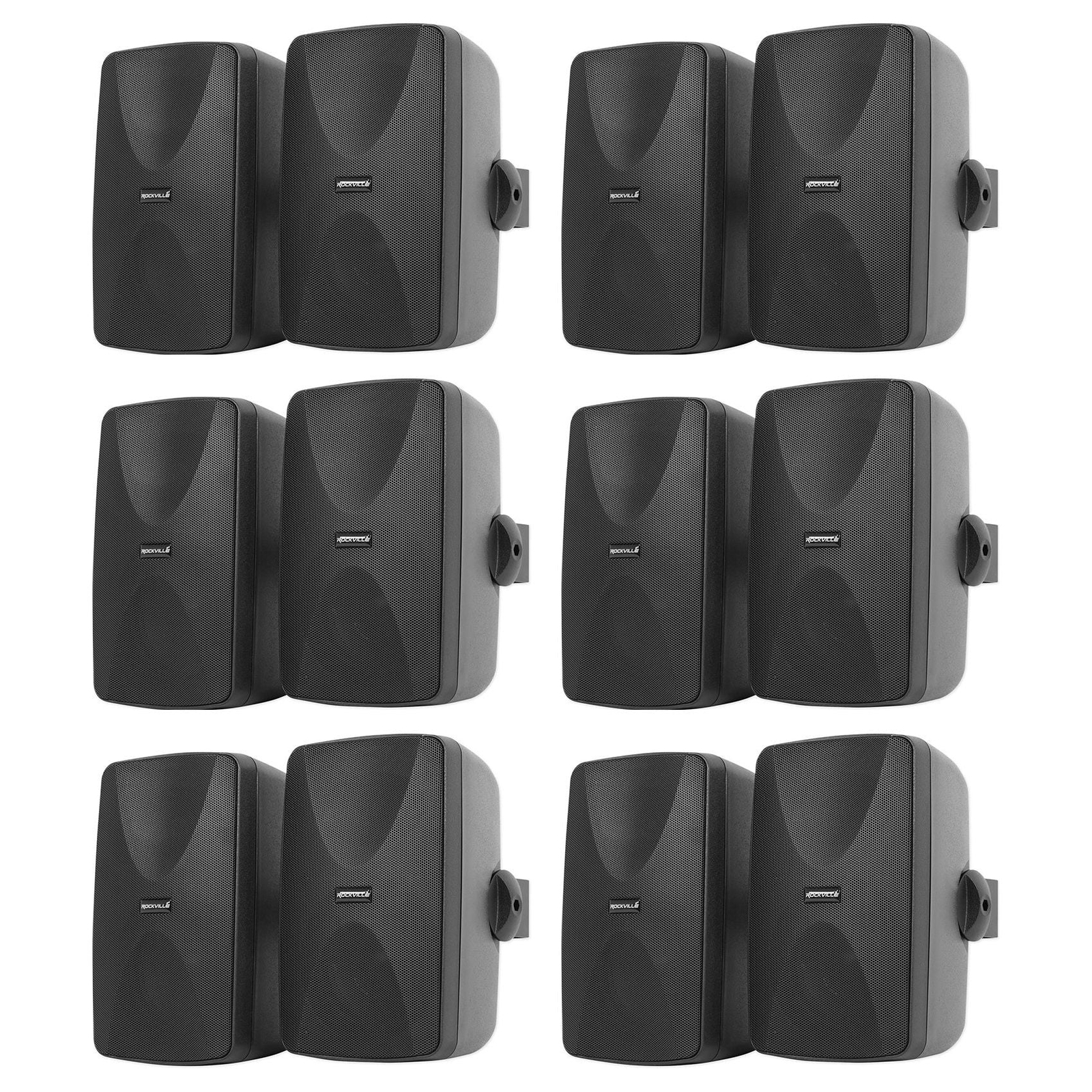(12) Rockville WET-7020B Black 70V 5.25" Commercial Indoor/Outdoor Wall Speakers