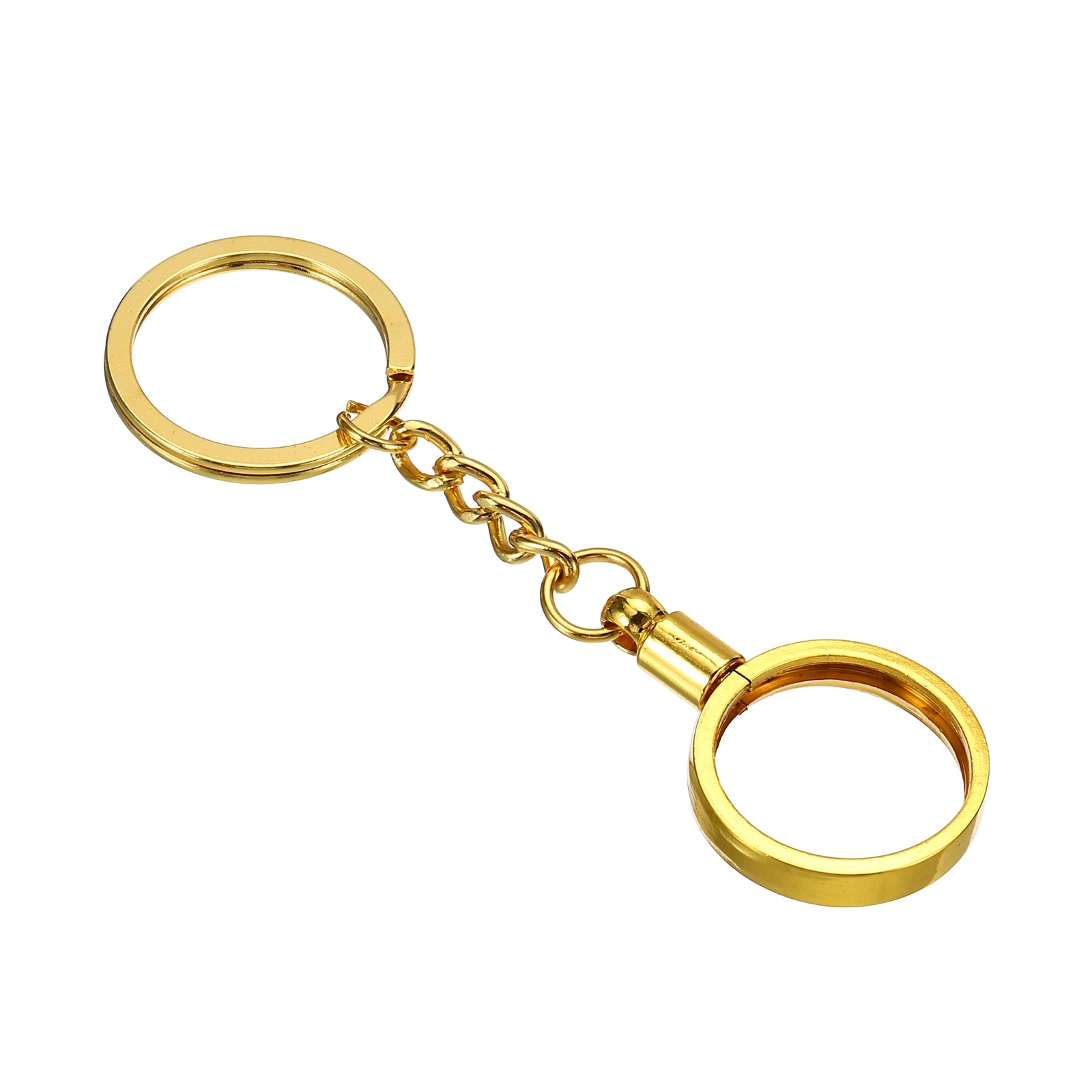 Coin Holder Keychain, 25mm Round Medallion Holder with Metal Key Ring, Golden
