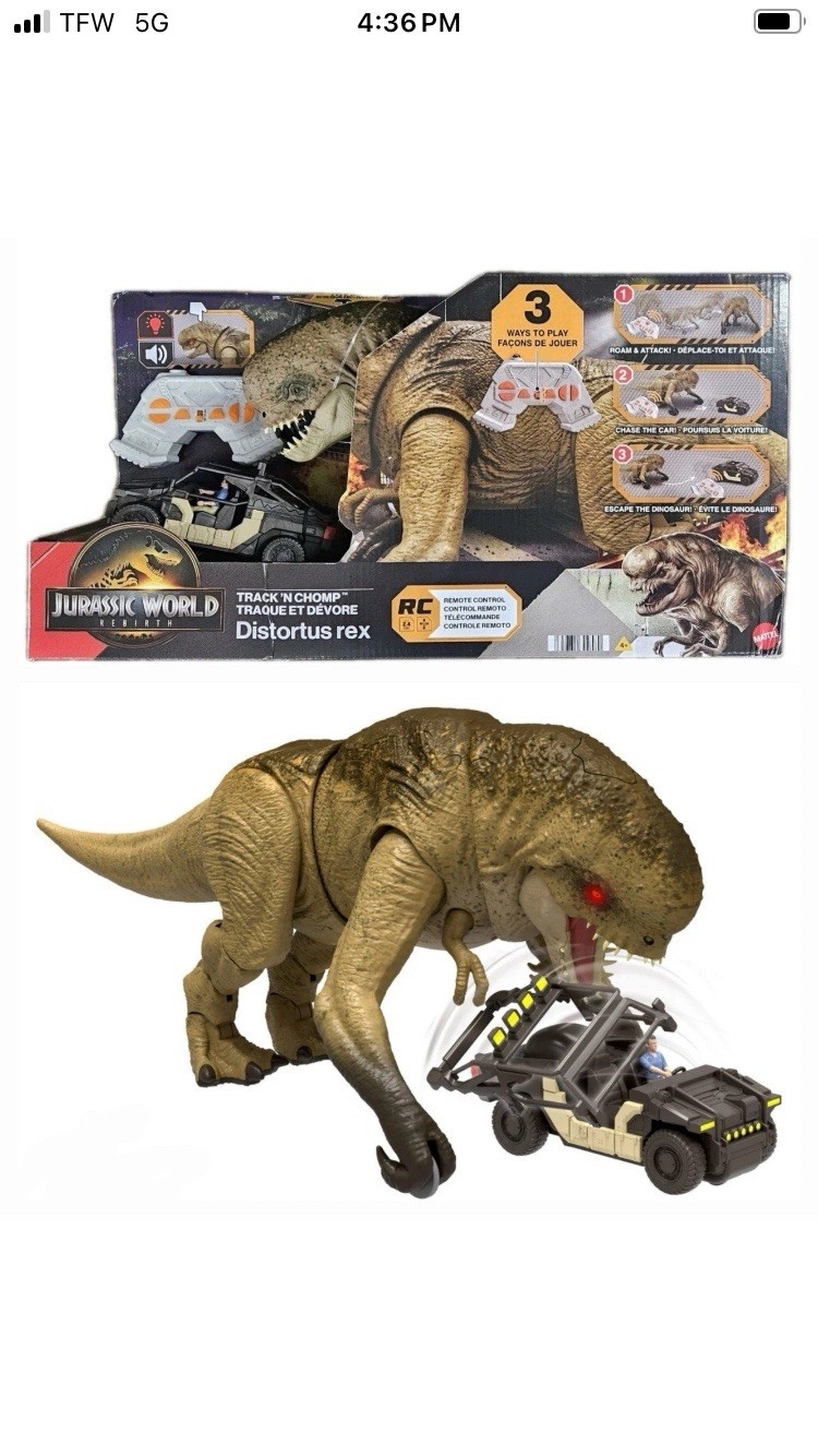 Jurassic World RC (R/C) Distortus Rex Track N Chomp Vehicle Lights Sound 🆕