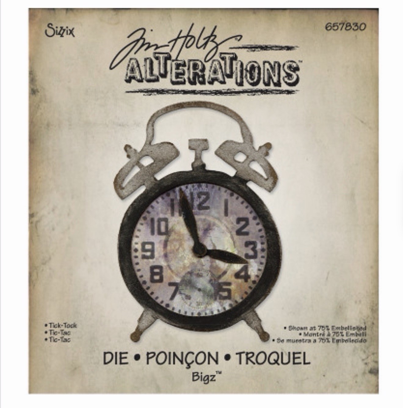 TIM HOLTZ Sizzix **TICK-TOCK** Die BIGZ 657830 Alterations Vintage Alarm Clock