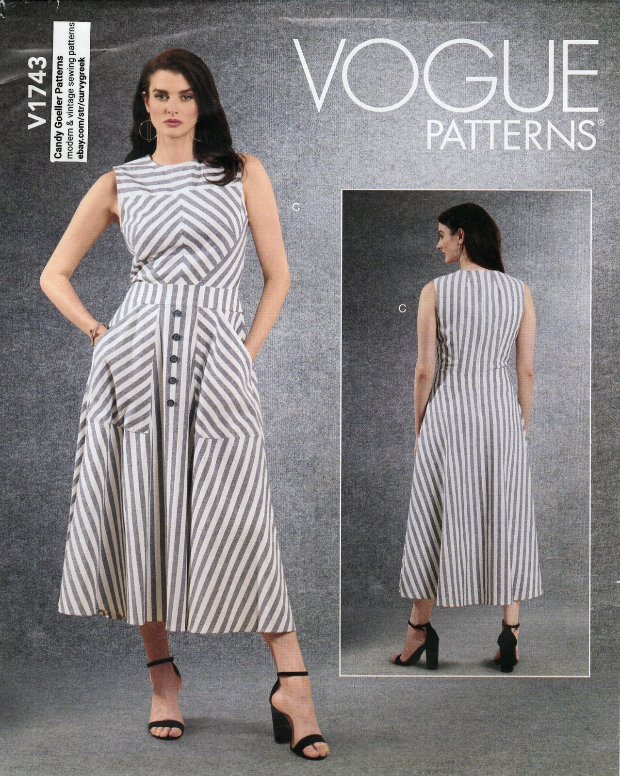 Vogue V1743 Flared Yoke Dress w Statement Pockets Sz 6-14 UNCUT Pattern