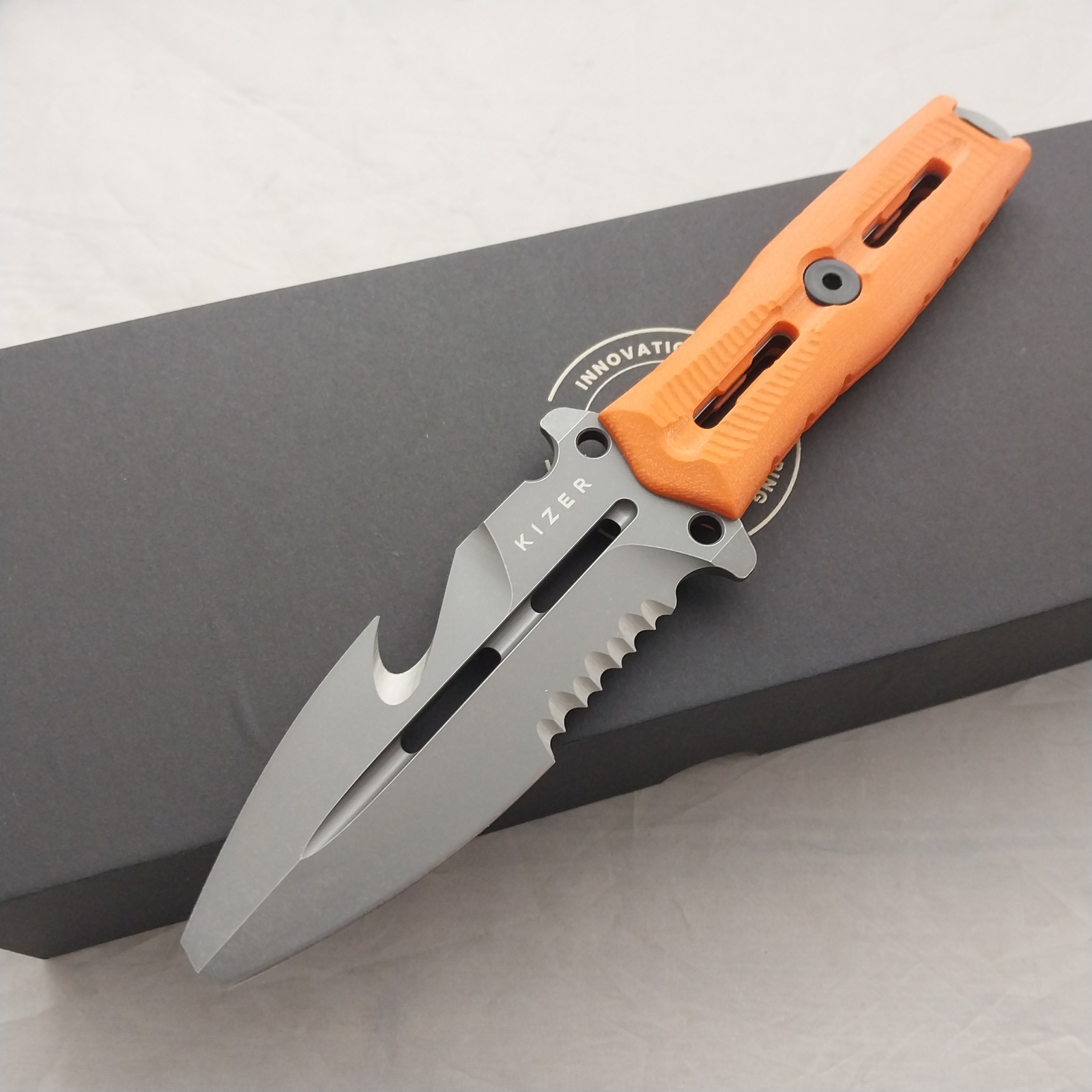 Kizer Cutlery Norcross Orange G10 Folding Nitro-V Fixed Blade Knife XFB01A6