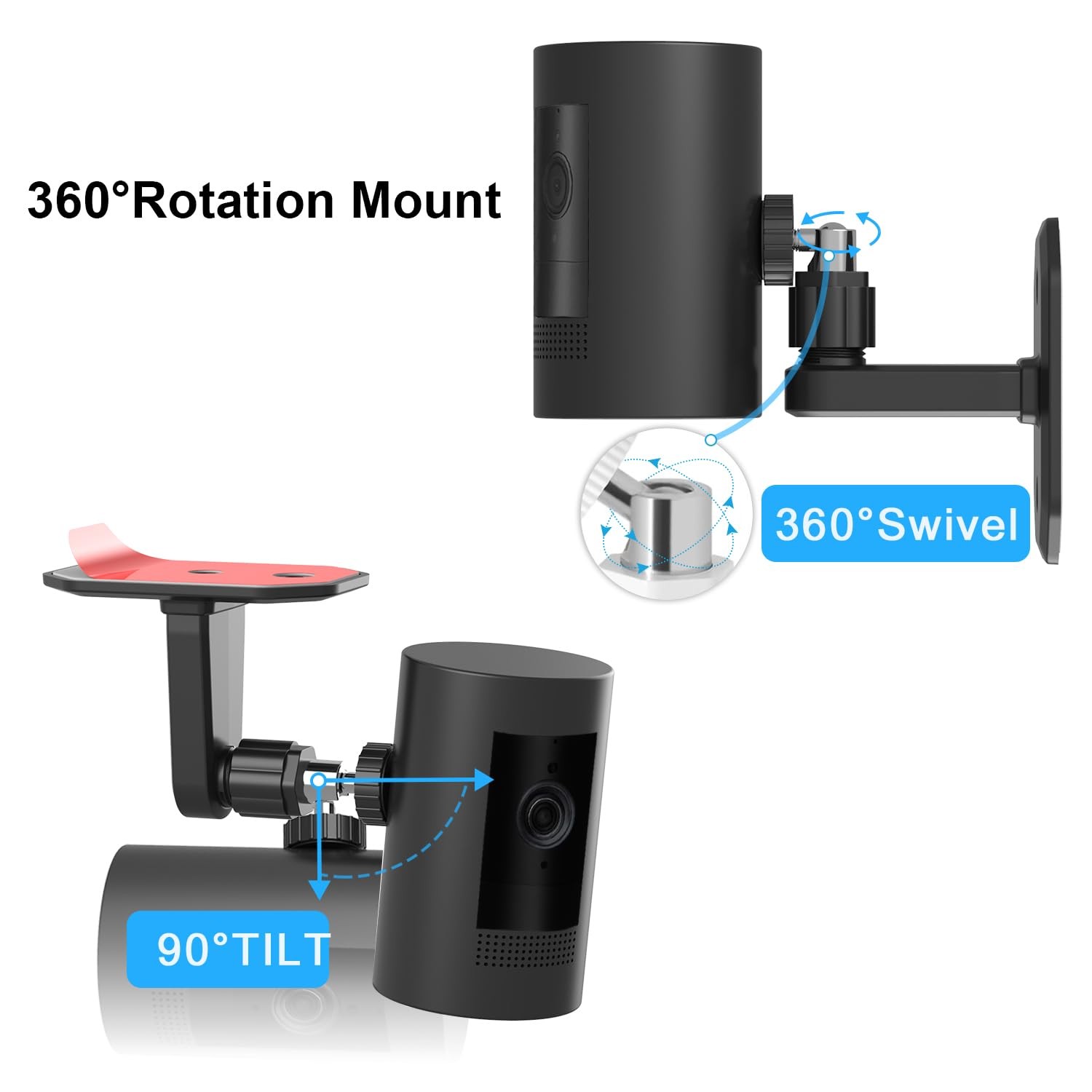 2Pack Adjustable Wall Mount Bracket Compatible with Ring Stick Up Cam & Black