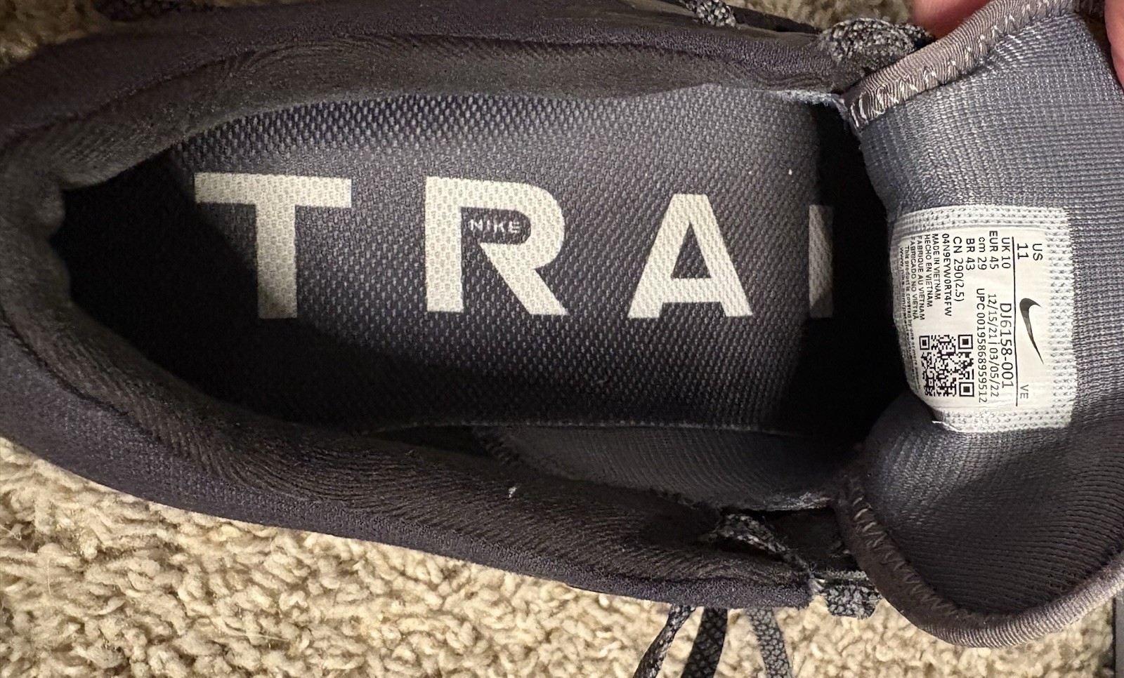Nike Trail Running Shoes Men’s Size 11 Black White React Flywire