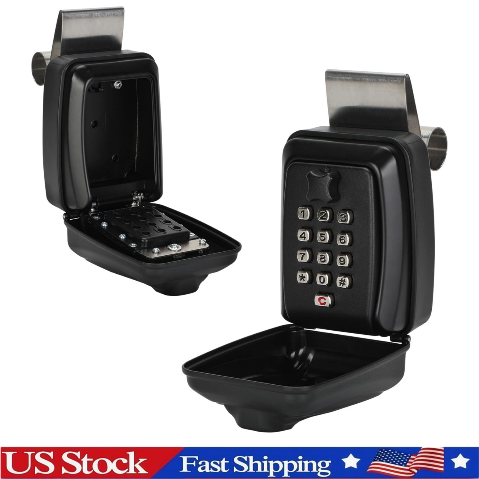 SL-591 Car Lock Box Car Window Punch Button Lock Box for Ride Share Turo (Black)