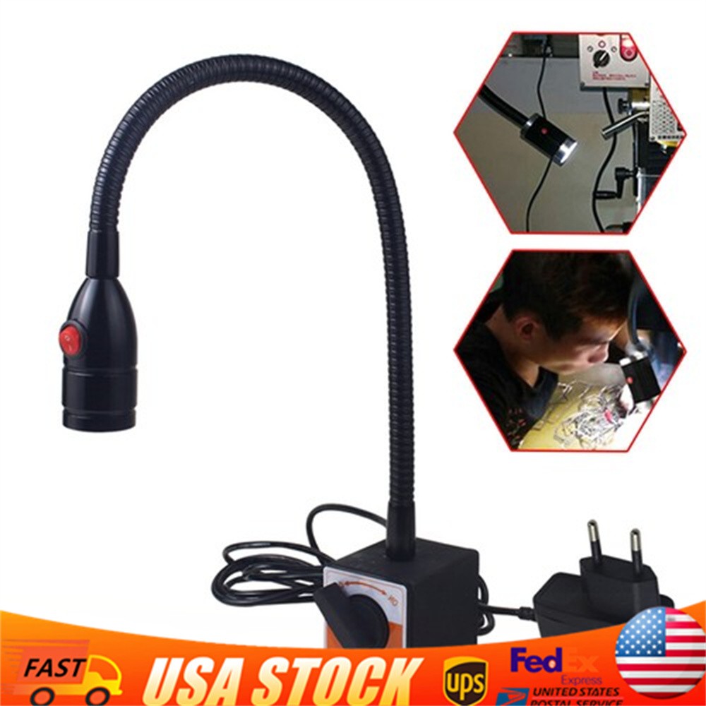 LED CNC Lathe Mill Work Light Spot Lamp with Magnetic Base Gooseneck 1W USA