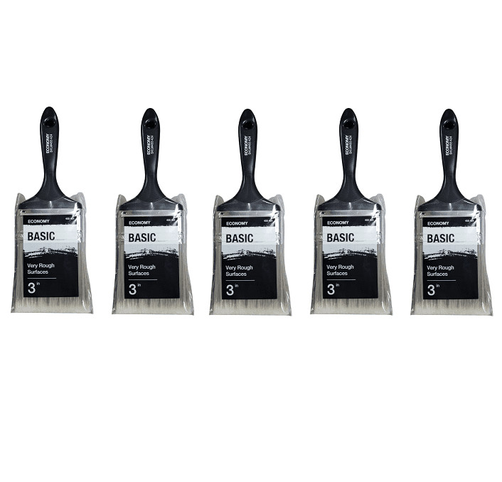 5-PACK UTILITY 3 in. Polyester Flat Utility Paint Brush