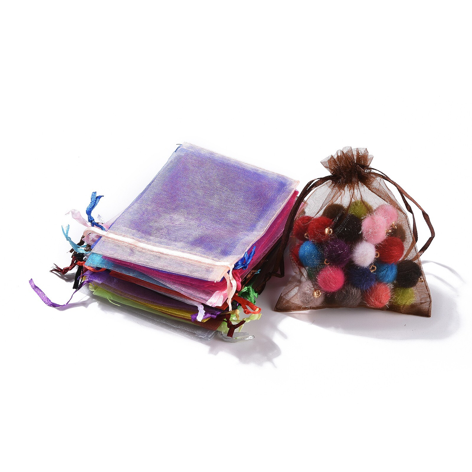 100x Mixed Color 12x9cm Premium Organza Wedding Favour Gift Bags Jewelry Pouches