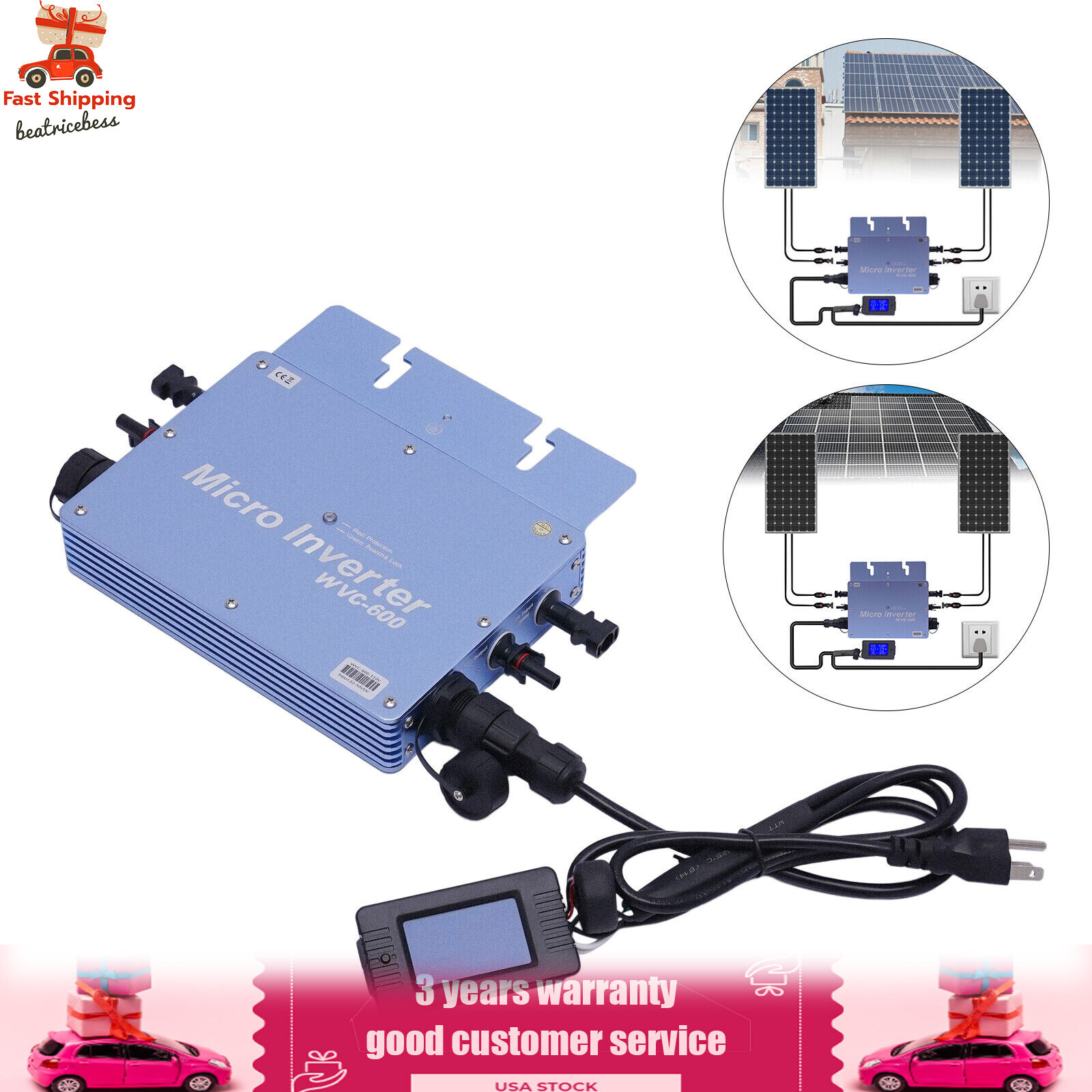 IP65 Waterproof Microinverter 600W Solar Grid Tie Micro Inverter for Solar Panel