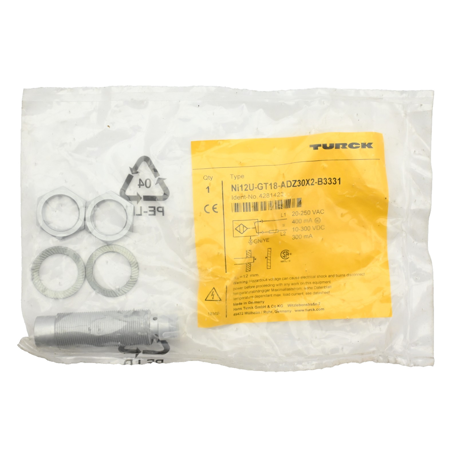 TURCK Ni12U-GT18-ADZ30X2-B3331 4281423 Inductive Sensor 20-250VAC 400mA