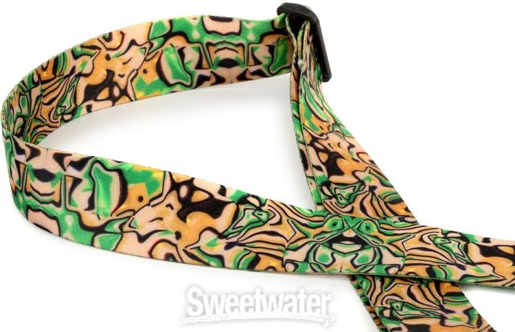 Lock-It Straps Sublimation Guitar Strap - Green/Gold