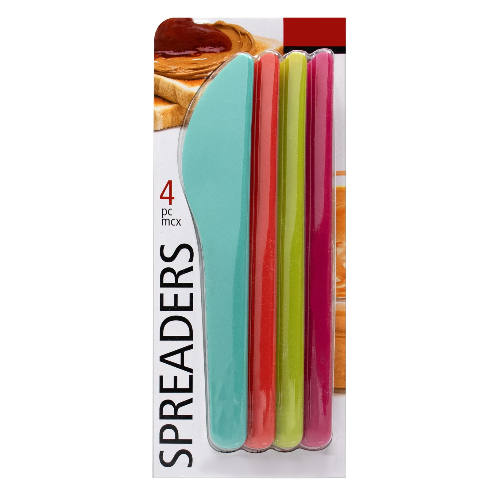 Handy Kitchen Knives, 4 Reusable Spreaders, BPA Free, For Butter Jelly, Colors