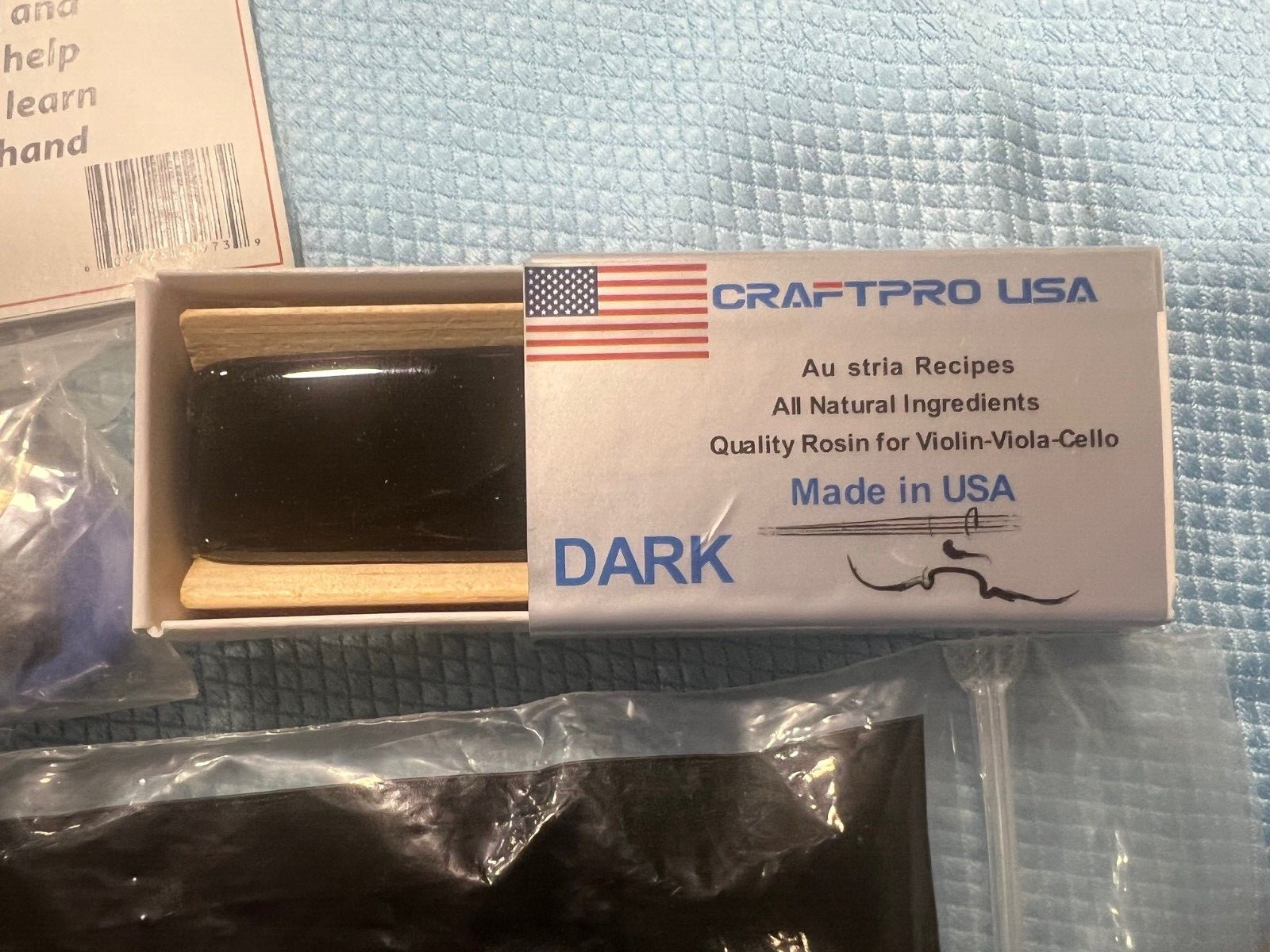 Resonance Violin shoulder rest, CRAFTPRO USA rosin, wrist band 4/4 -3/4 GA-218