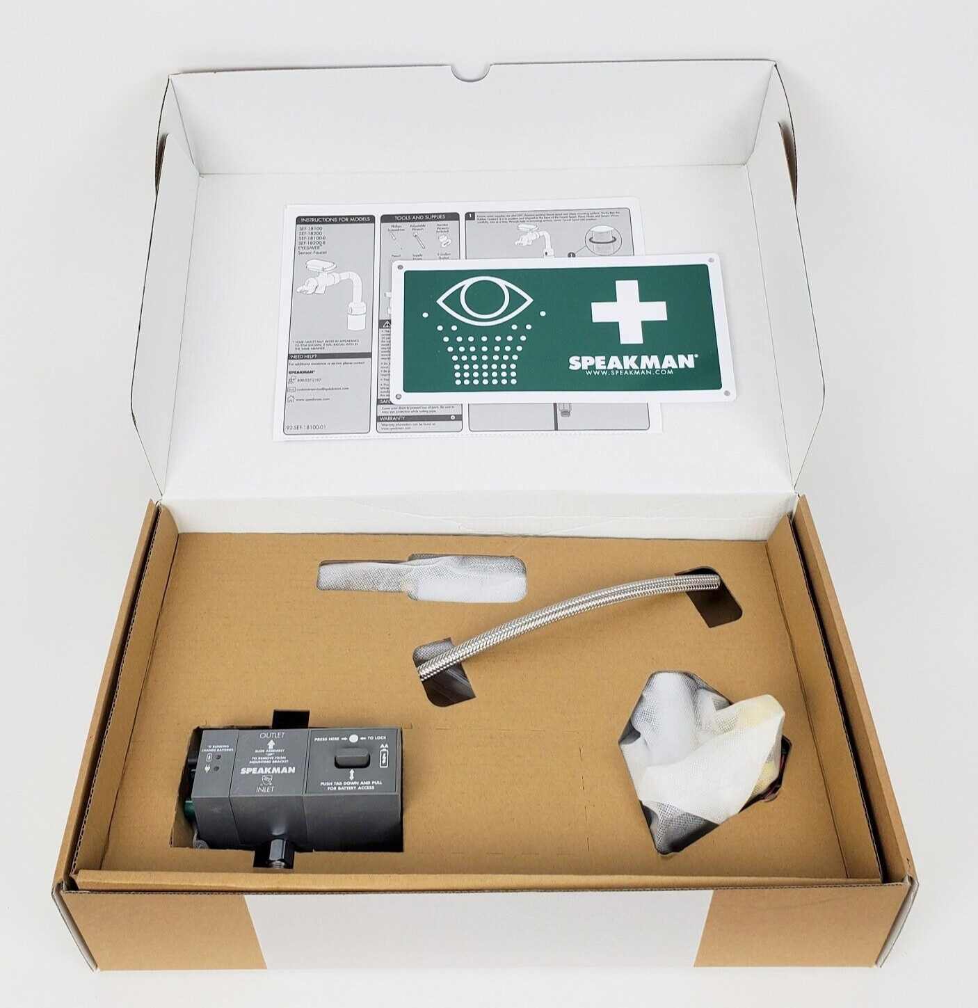 Speakman SEF-18100 Eyesaver Battery Powered Sensor Eyewash Faucet, New!