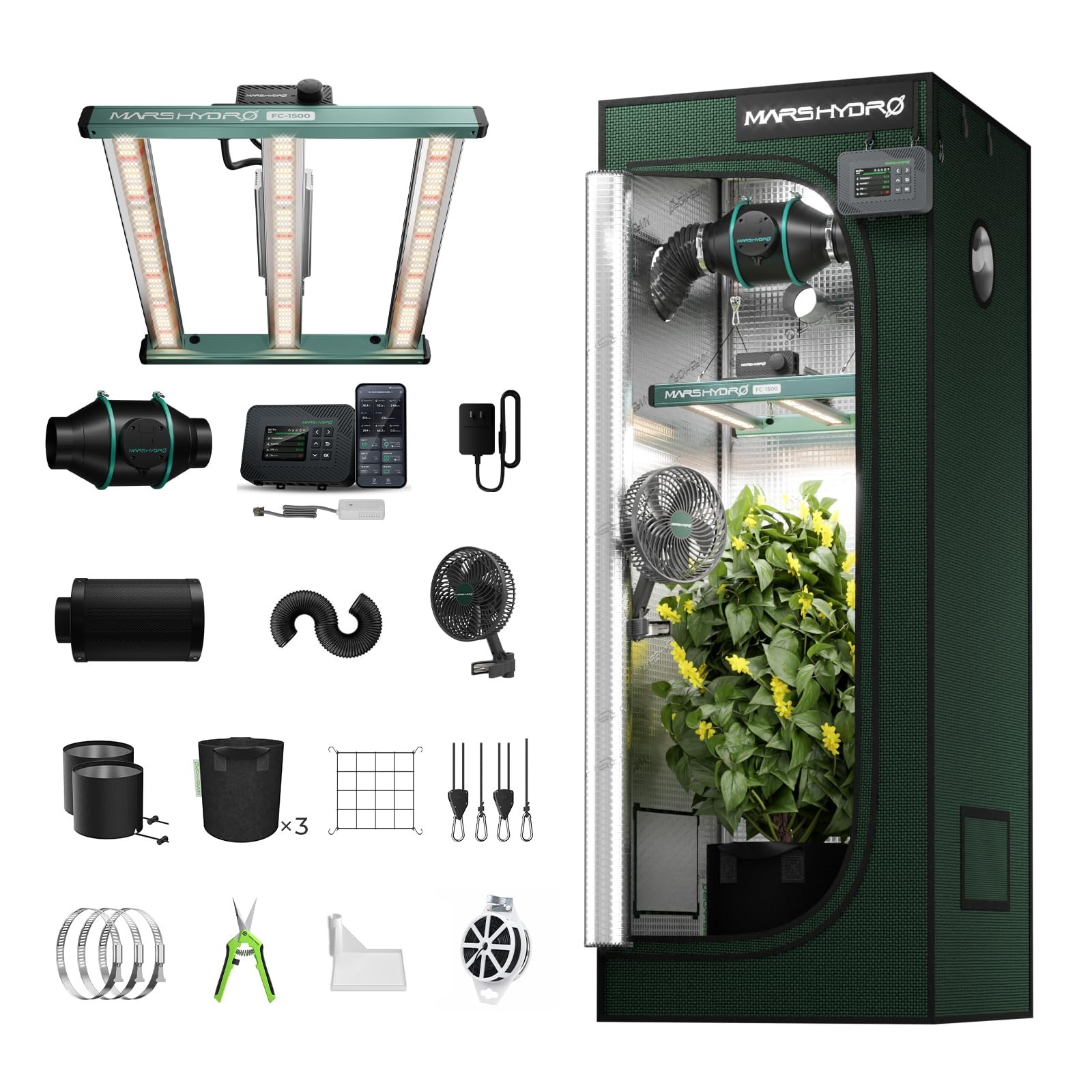 MARS HYDRO 2x2 Smart Grow Tent Kit Pro with WiFiIntegrated Controller 43,150W...