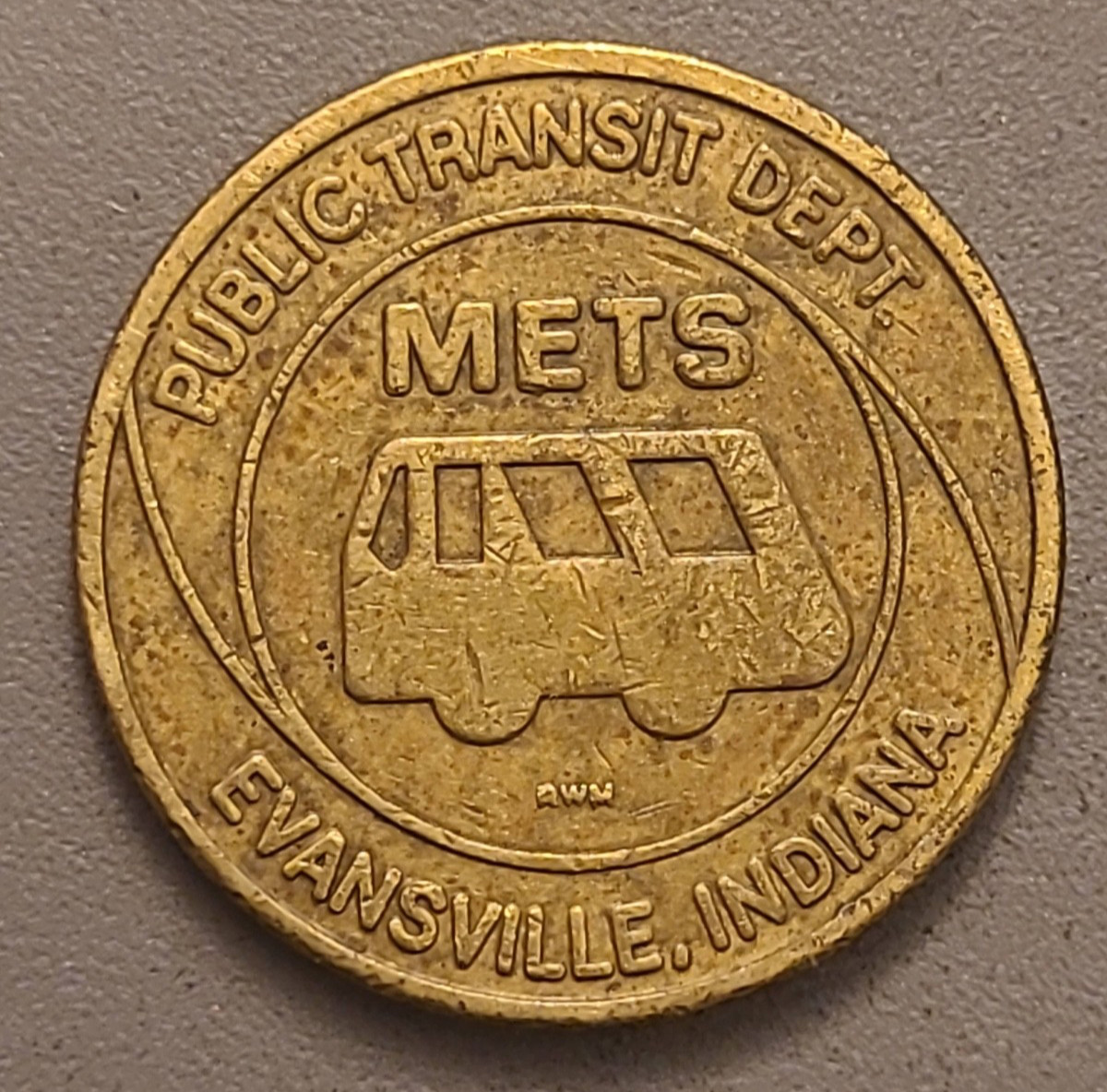 Vintage City of Evansville Indiana METS Public Transit Dept Metal Token