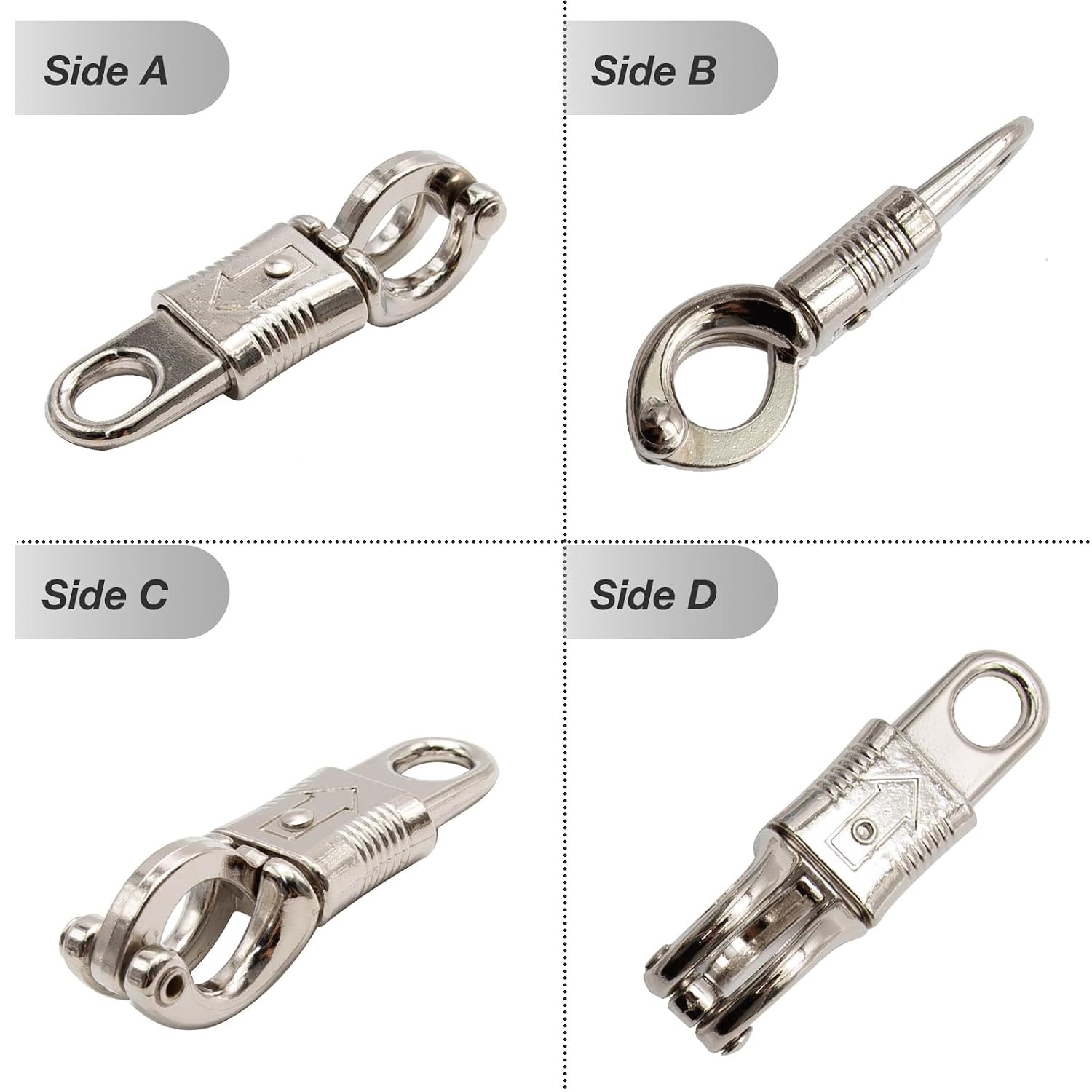 5-Pack Nickel Plated Quick Release Panic Snap with Fixed-Eye, Panic Snap Quick R