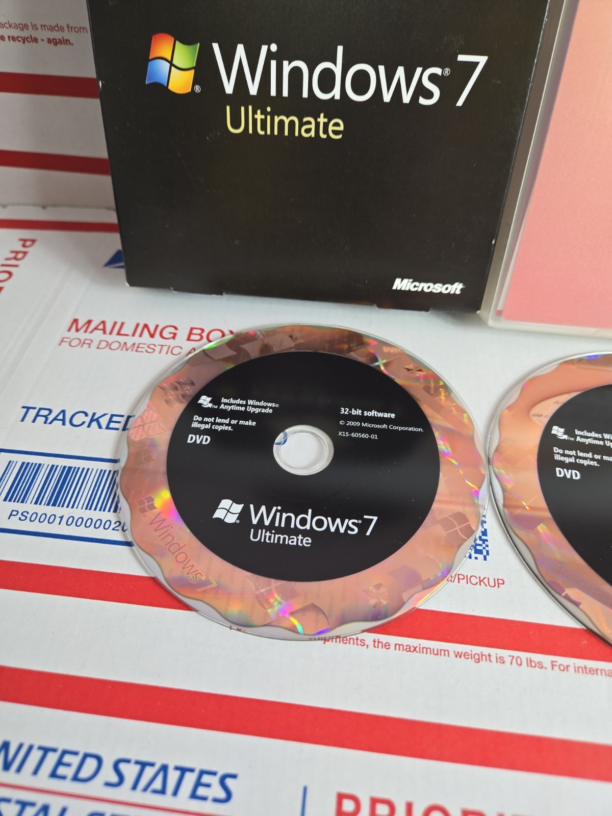 Microsoft Windows 7 Ultimate 32/64 Bit DVD -Full Retail Version -LOT B