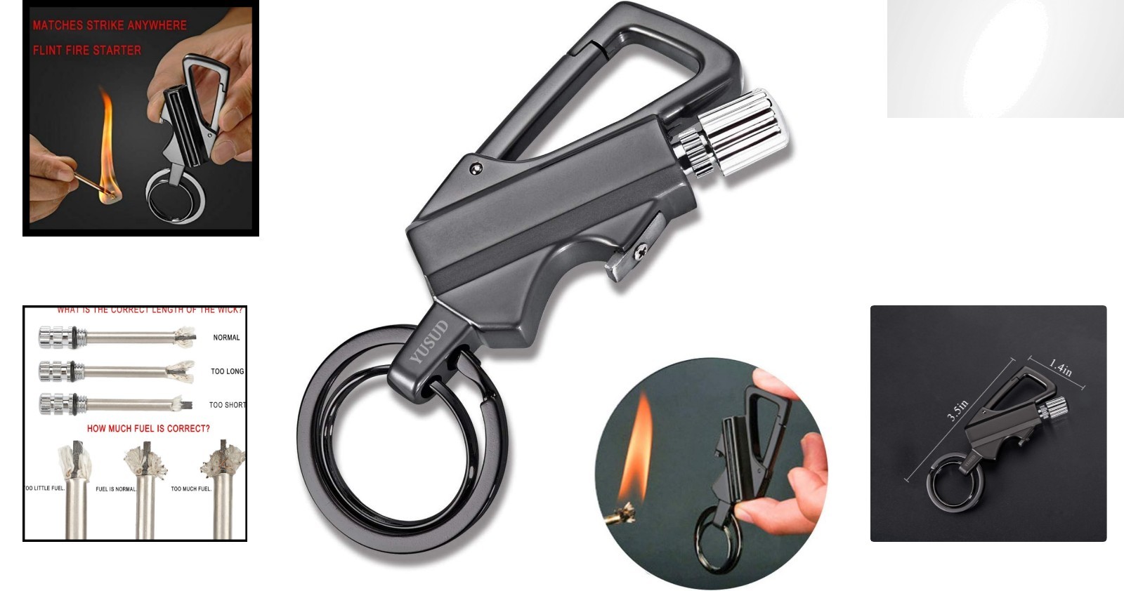 Multi-Function Black Flint Fire Starter Keychain - Ideal for Camping & Hiking