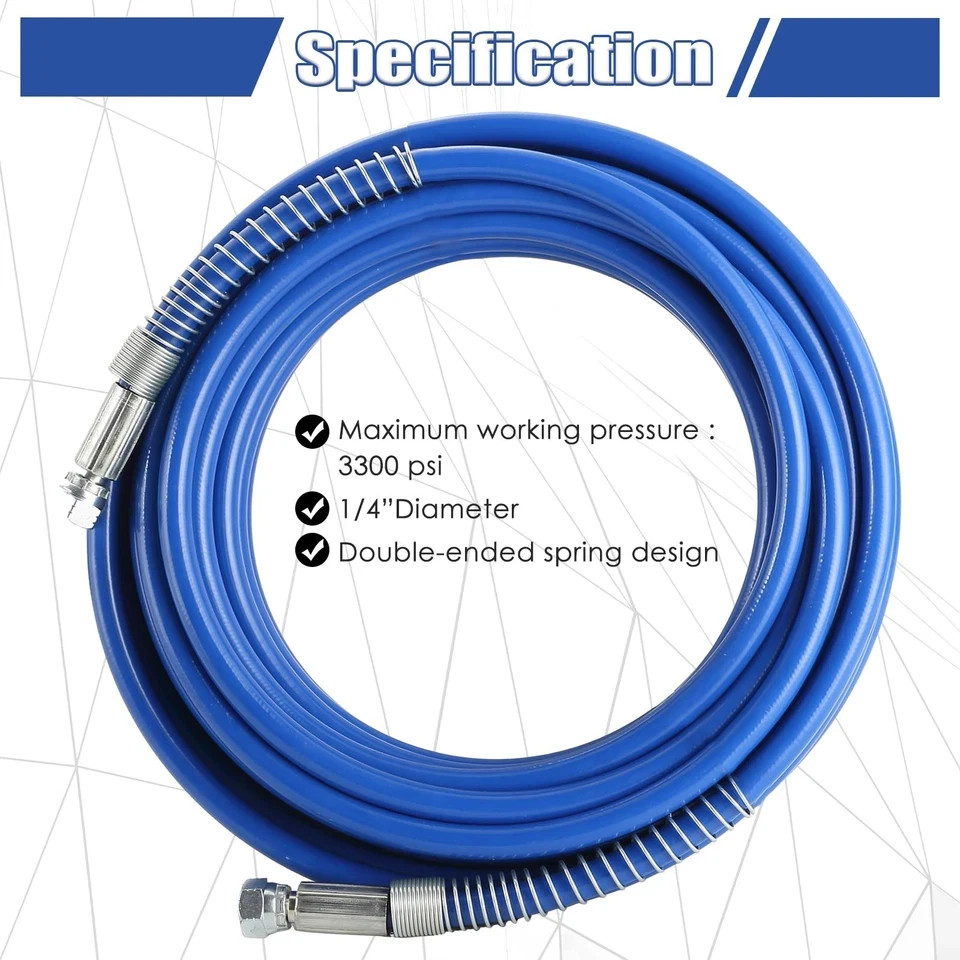 50Ft Upgraded Airless Paint Hose for Graco Sprayers, Reinforced Brass Wire Braid