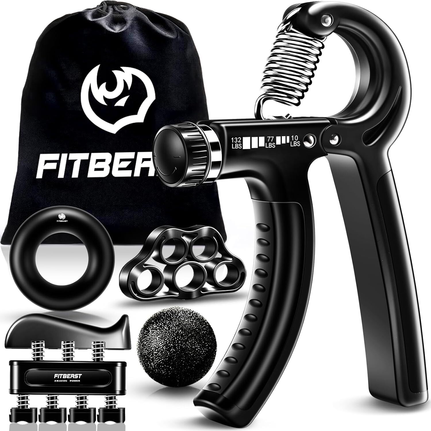 Kit de Ejercitador de Mano 5 Piezas Ajustable para Fuerza y Rehabilitación