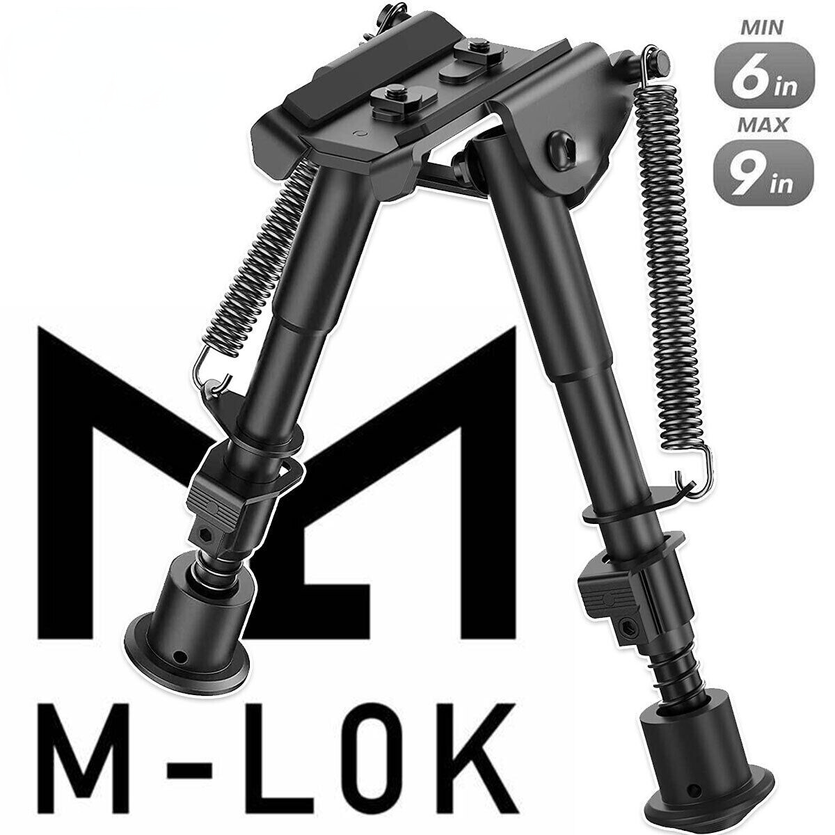 M-LOK 6"-9" Rifle Bipod Spring Return Hunting Bipod for M-Rail Directly Mount