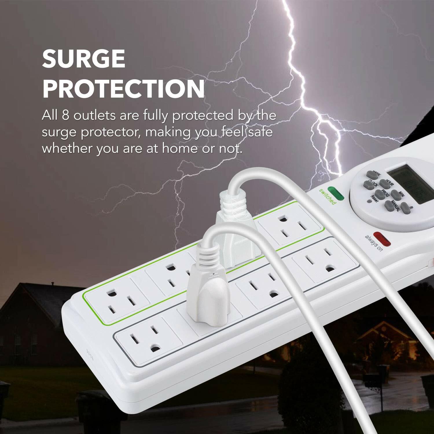 BN-LINK 8 Outlet Surge Protector with 7Day Digital Timer (4 Timed +4 Always On)