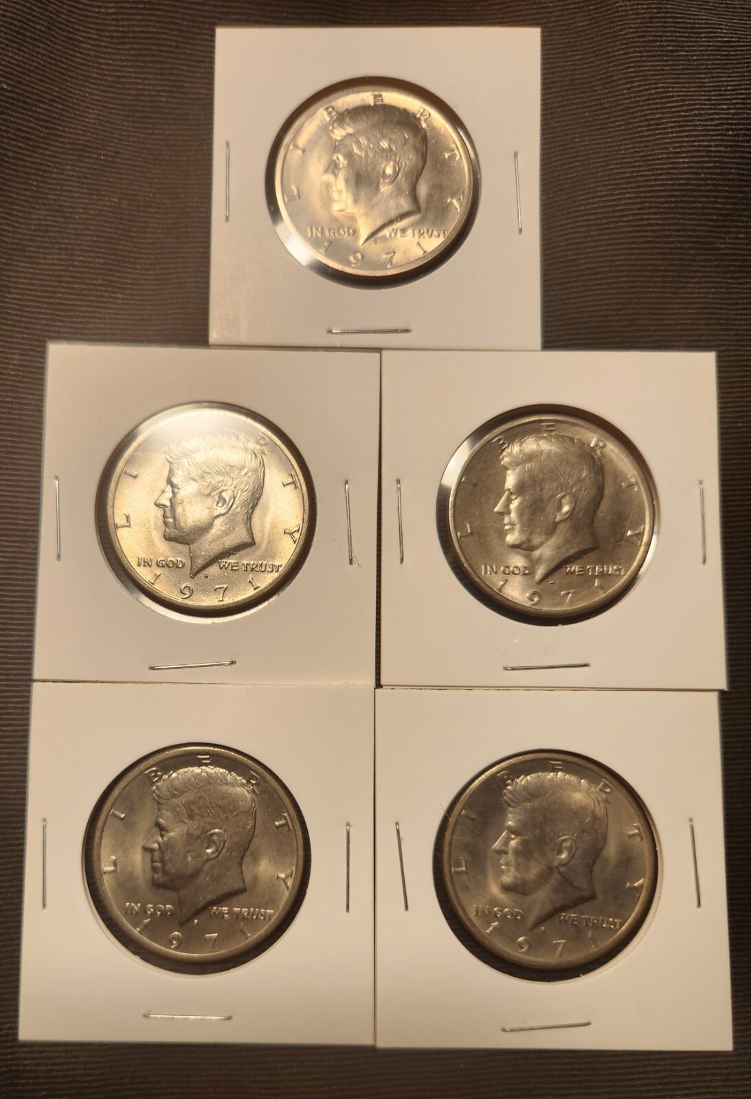 Lot of 5 1971-D Kennedy Half Dollars