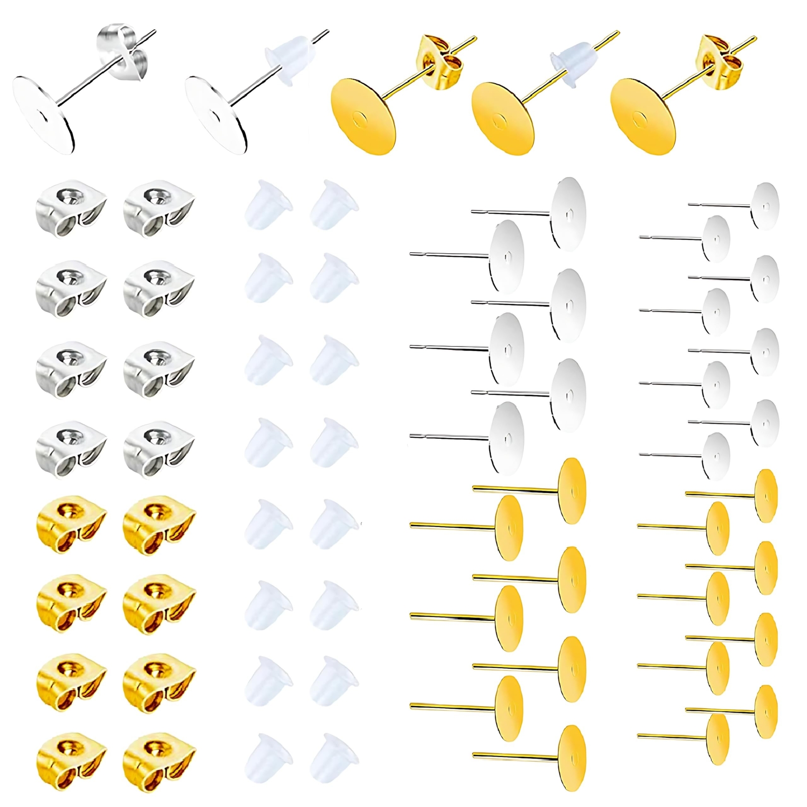 Huucky 450PCS Earring Posts and Backs,Stainless Steel Earring Studs for Jewel...