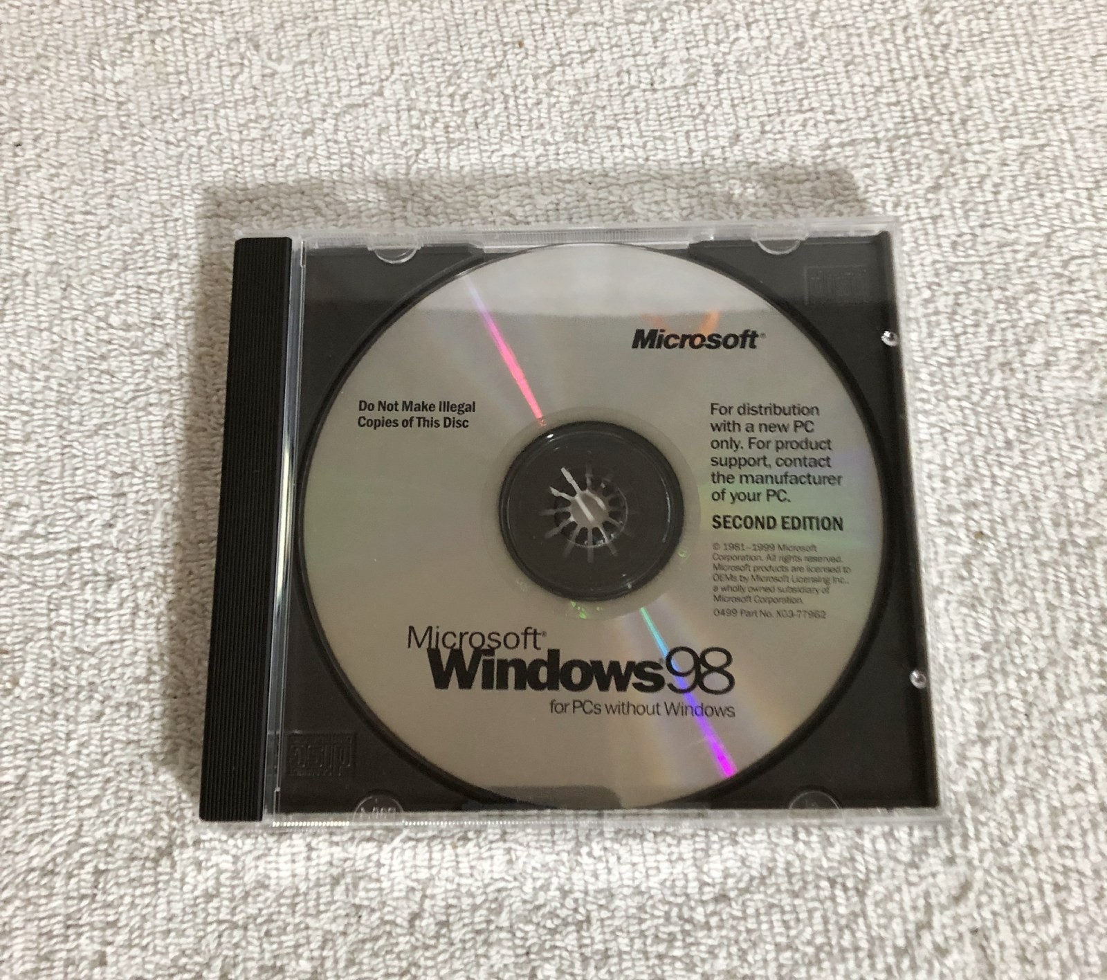 Microsoft Windows 98 Second Edition Install CD-ROM, No Product Key For new PC