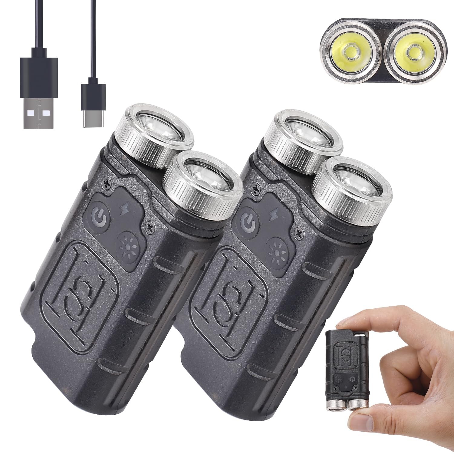 K2 2 Pack 1000 Lumens Keychain Flashlight Rechargeable IP65 Waterproof 6 Ligh...
