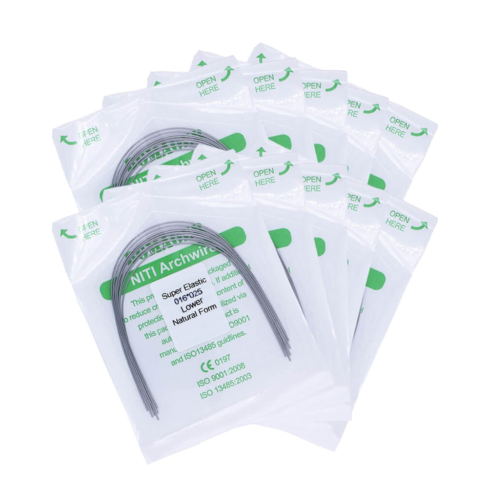 10×Dental Ortho Super Elastic Niti Rectangular Arch Wires Natural 16×25 Lower