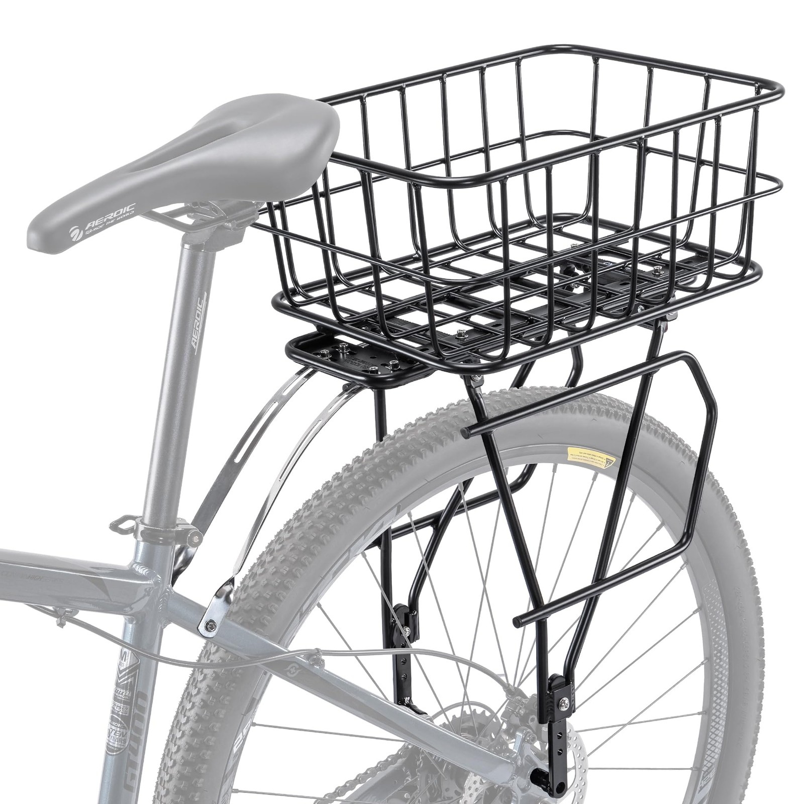 Rear Bike Rack with Basket - Bike Cargo Rack for Disc Brake/Non-Disc Brake Mount