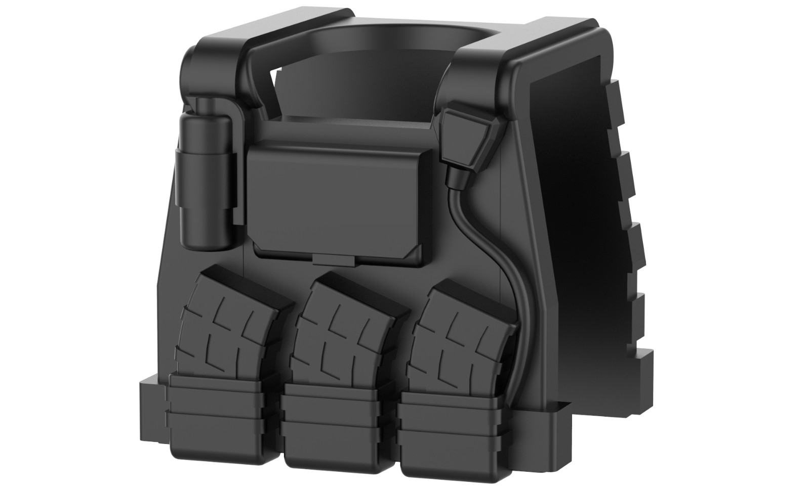 Black E1 Tactical Army Vest compatible with toy brick minifigures SWAT