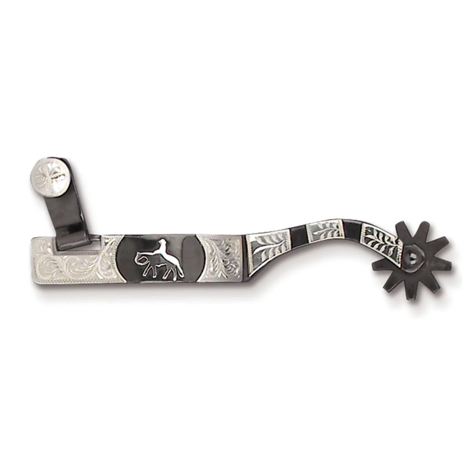 Toklat Women's Western Pleasure Spurs - Black Satin & German Silver Trim, 3/4”