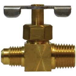 46028 Needle Valve, 1/4 x 1/8 in Nom., Male Flared x MPT, 150 psi, Brass Body